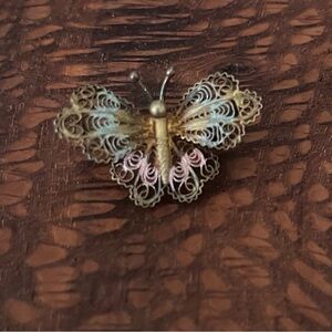 Intricate Filigree Butterfly Brooch